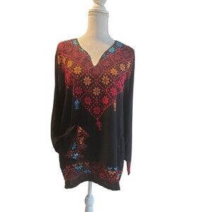 Ethnic Bedouin Egyptian Tunic Blouse Handmade Stitched Embroidered Size L New